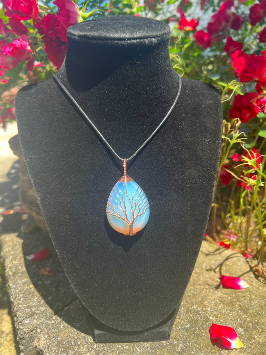 Opalite Tree of Life Wire Wrapped Necklace