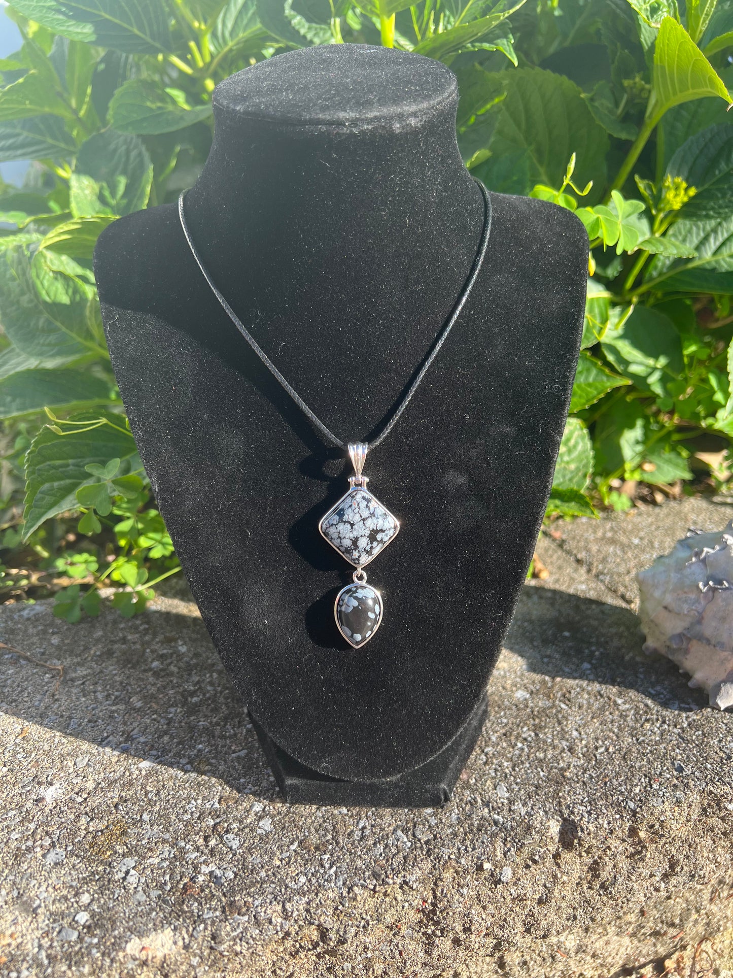 Snowflake Obsidian Double Pendant Necklace