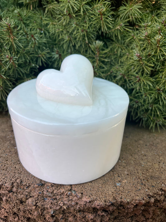 White Heart Alabaster Trinket Bowl