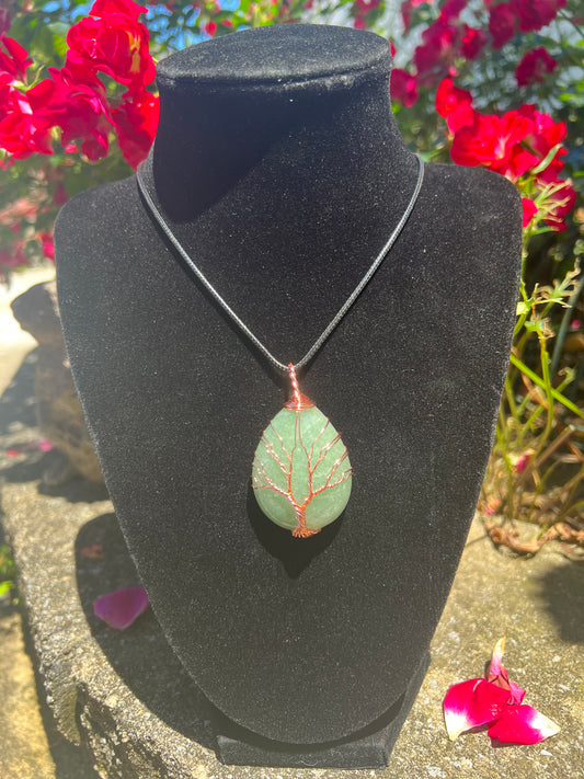 Green Aventurine Tree of Life Wire Wrapped Necklace