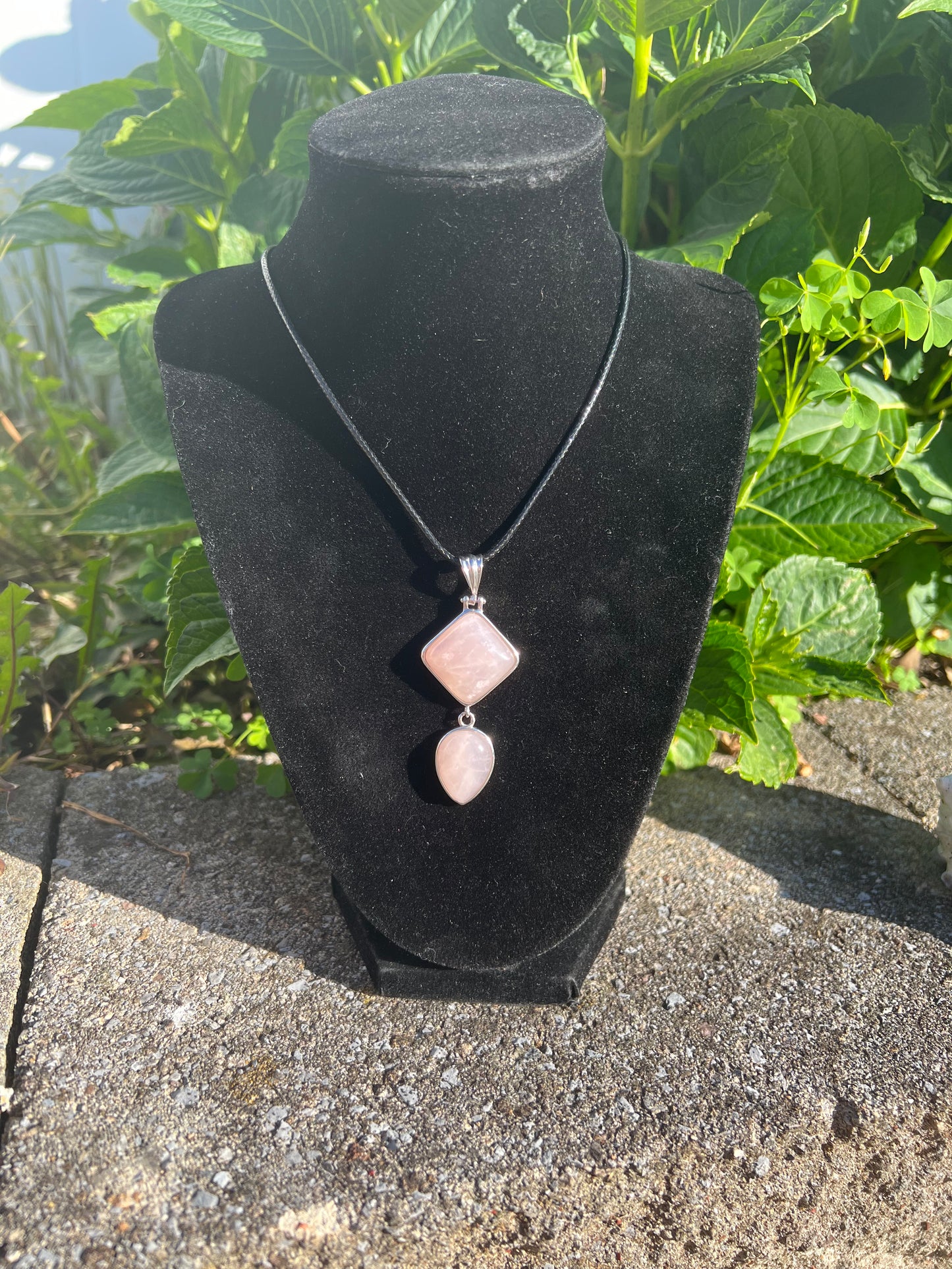 Rose Quartz Double Pendant Necklace