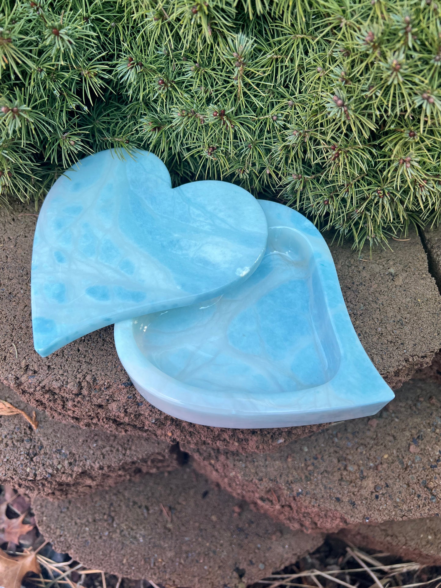 Blue Alabaster Heart Trinket Bowl