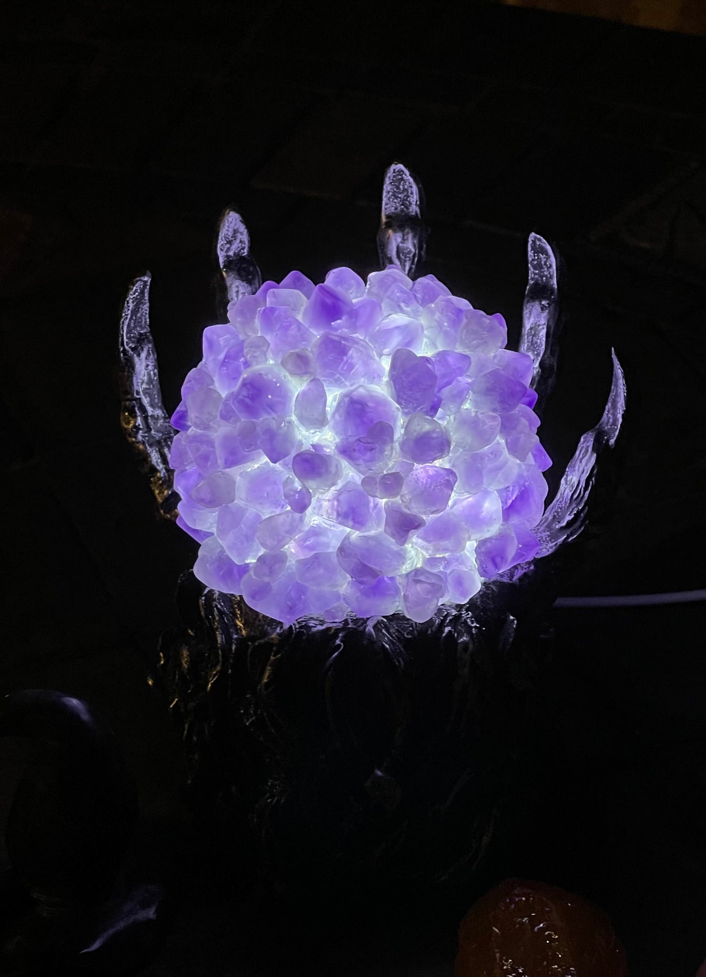 Amethyst Cluster in Claw Lamp