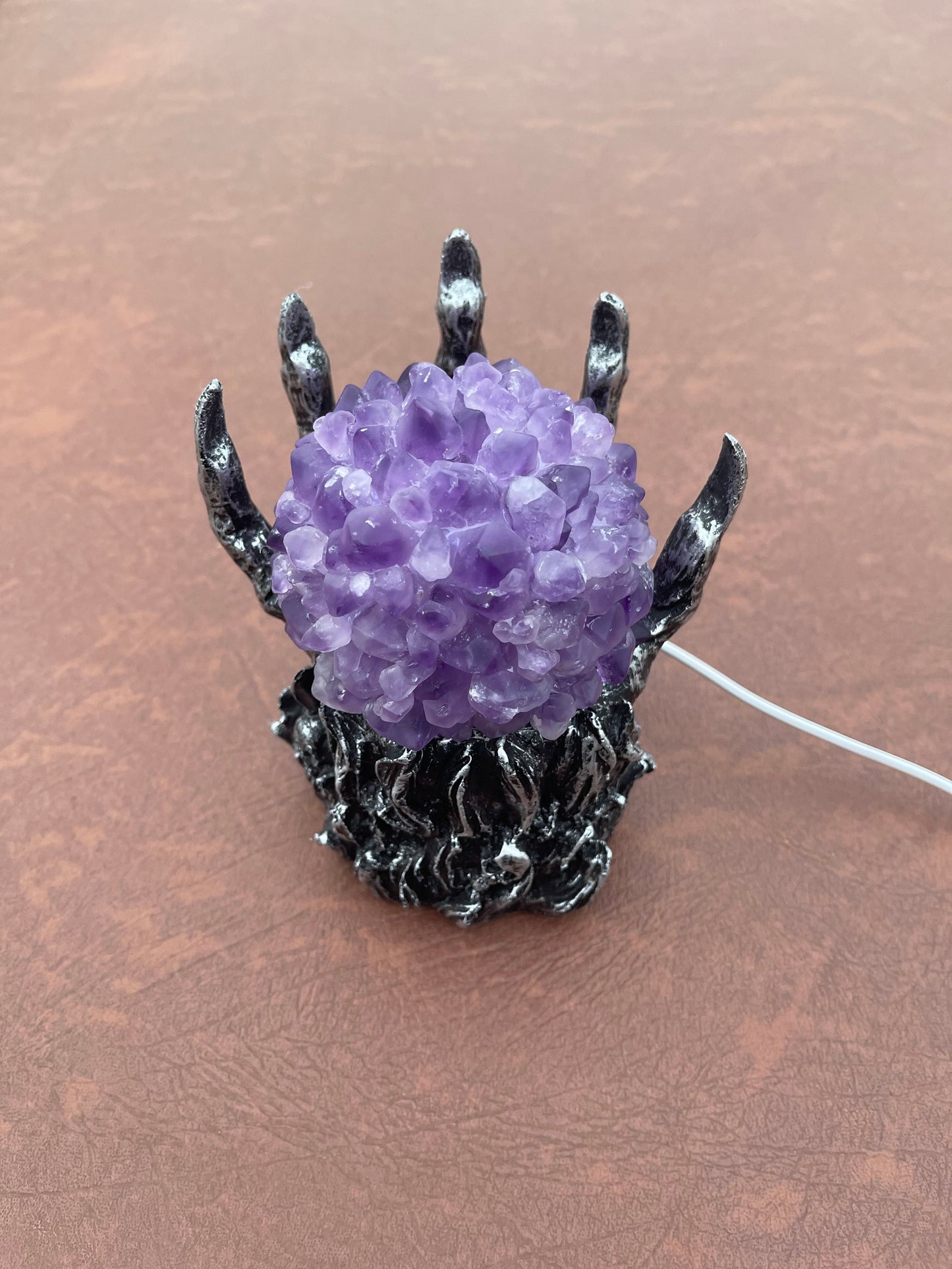 Amethyst Cluster in Claw Lamp