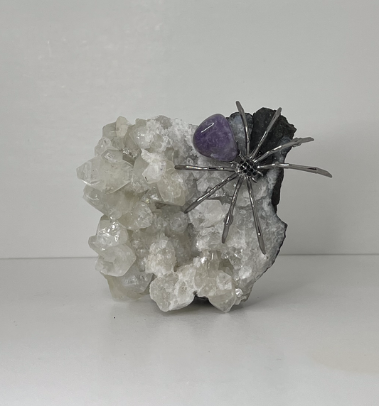 Amethyst Spider on Clear Quartz Cluster