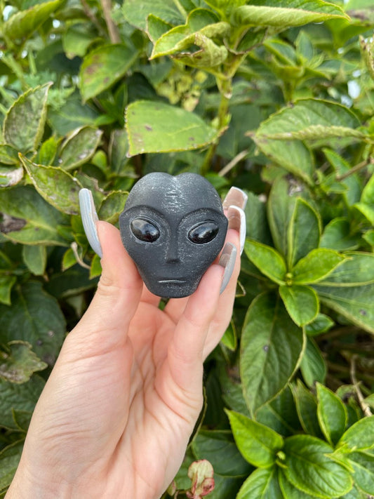 Black Obsidian Alien Head