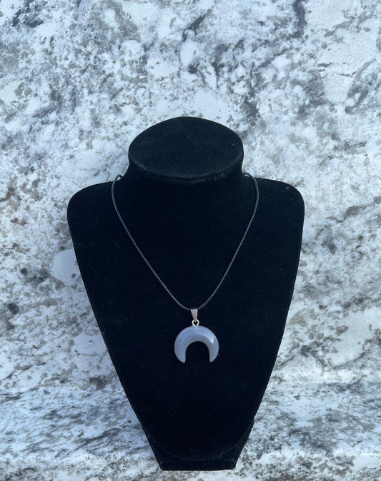 Blue Quartz Moon Pendant Necklace