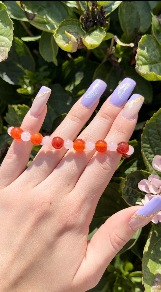 Carnelian & Rose Quartz Bracelet