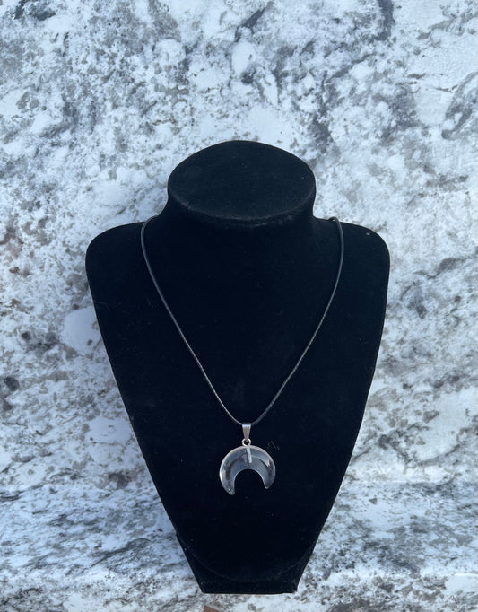 Clear Quartz Moon Pendant Necklace