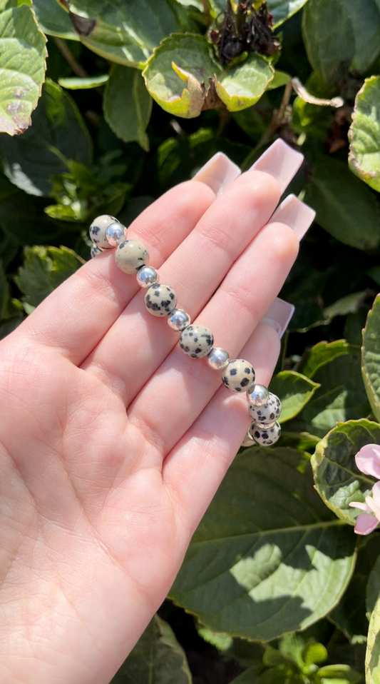 Dalmation Jasper with Silver Spacers Bracelet