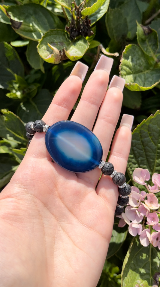 Dyed Agate with Lava Rocks Bracelet