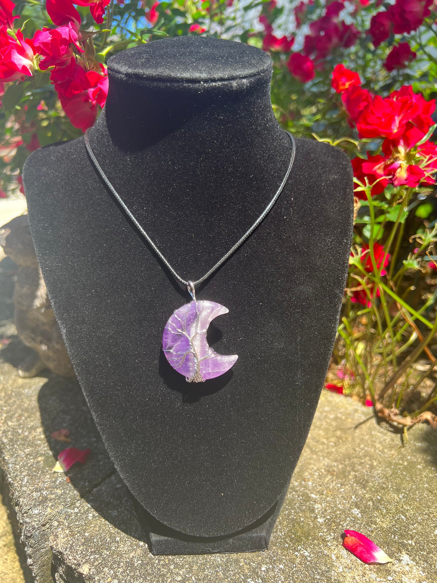 Amethyst Moon Tree of Life Wire Wrapped Necklace