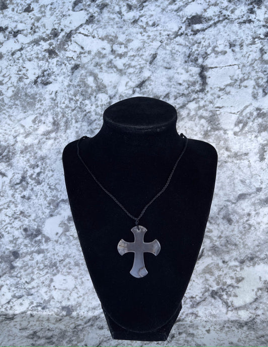 Flower Agate Cross Necklace