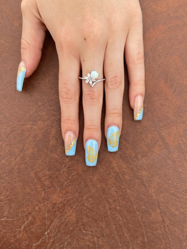 Flower with Heart Opal Ring