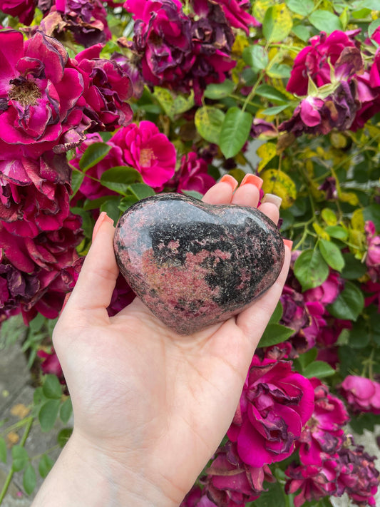 Puffy Rhodonite Hearts