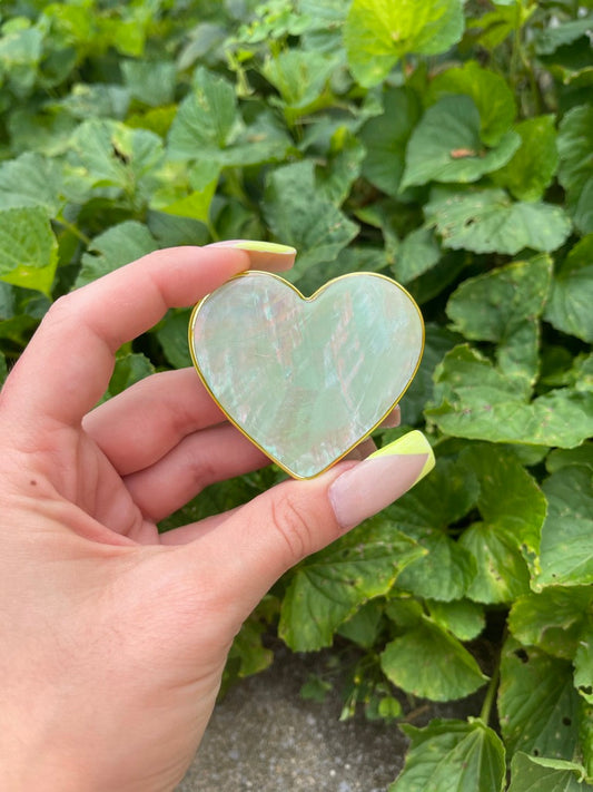 Green Abalone Shell Heart Popsocket