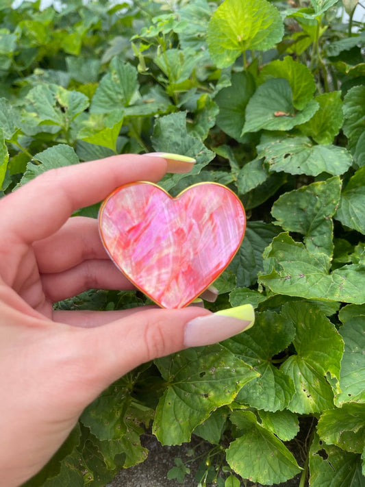 Hot Pink Abalone Shell Heart Popsocket