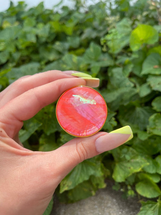 Hot Pink Abalone Shell Round Popsocket