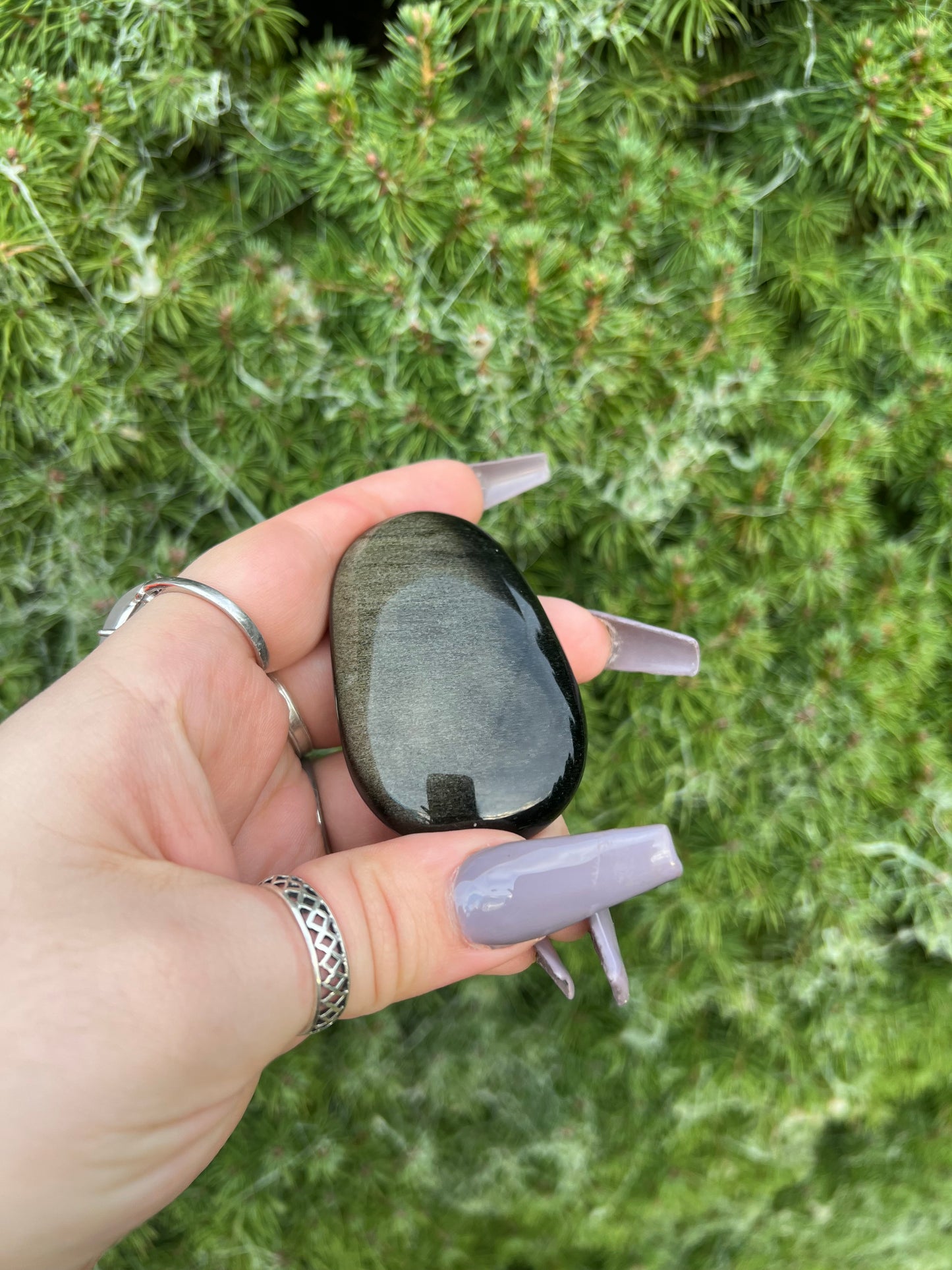 Golden Sheen Obsidian Palm Stone (L)