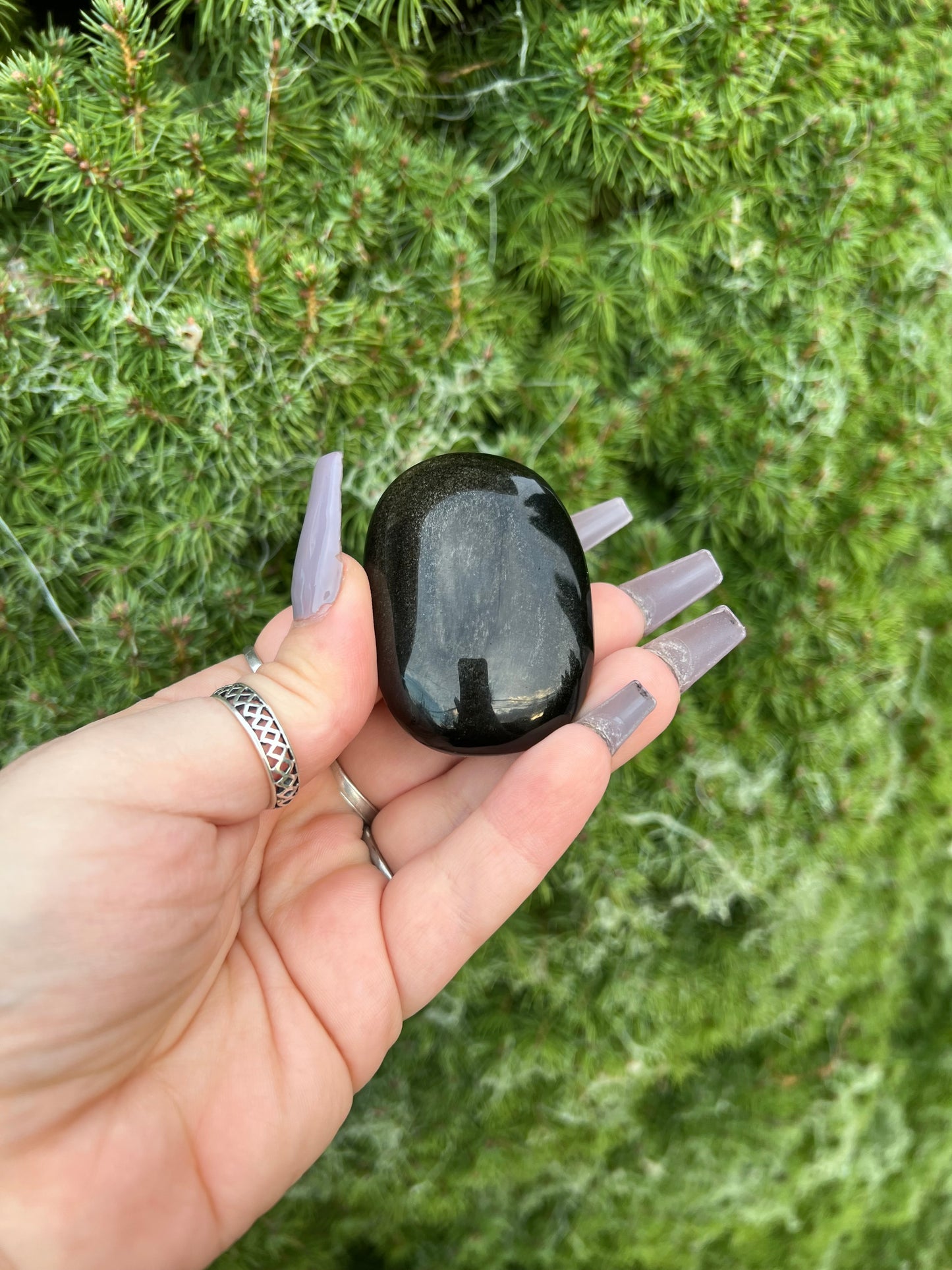 Golden Sheen Obsidian Palm Stone (L)