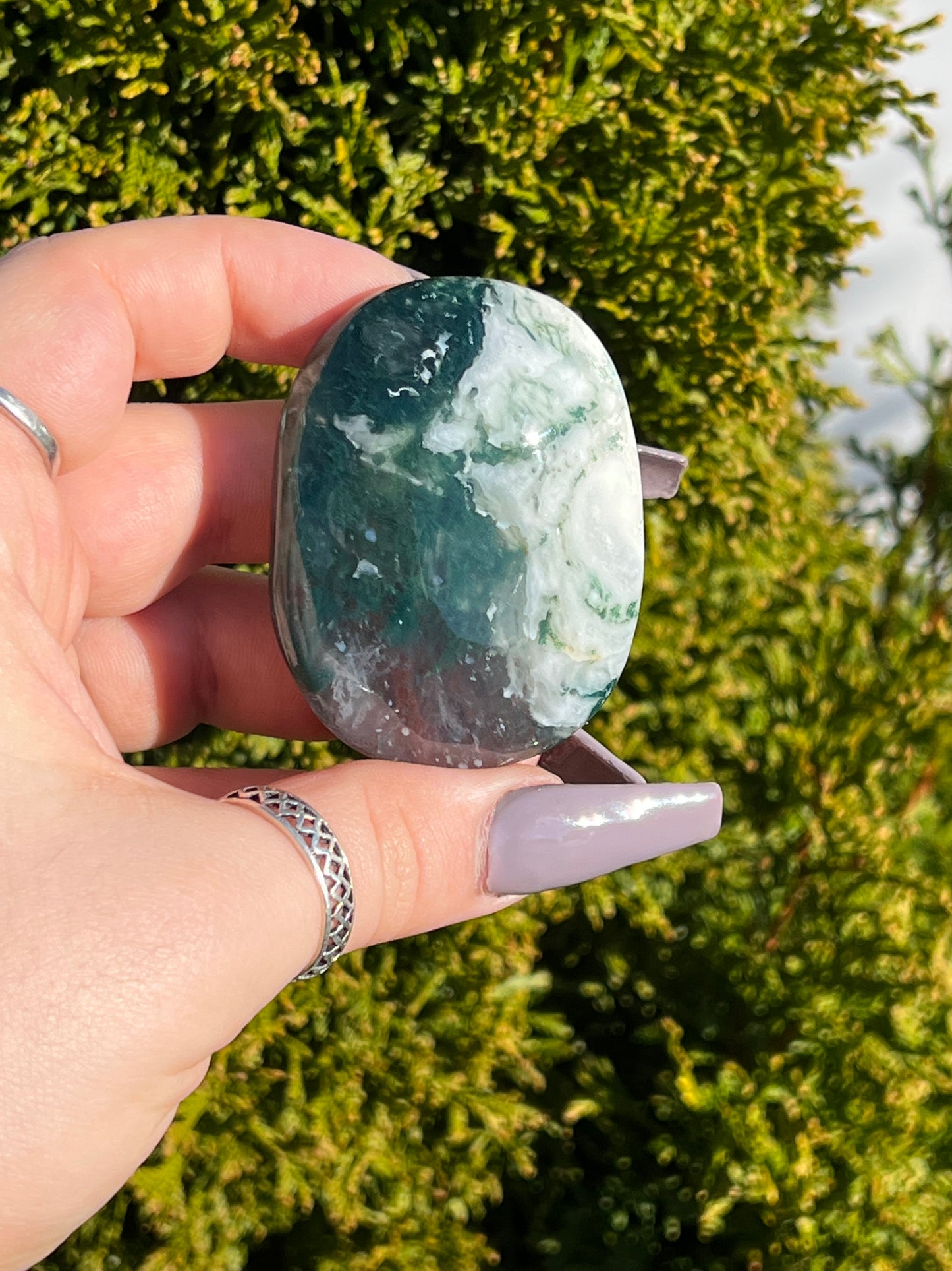 Moss Agate Palm Stones (M)