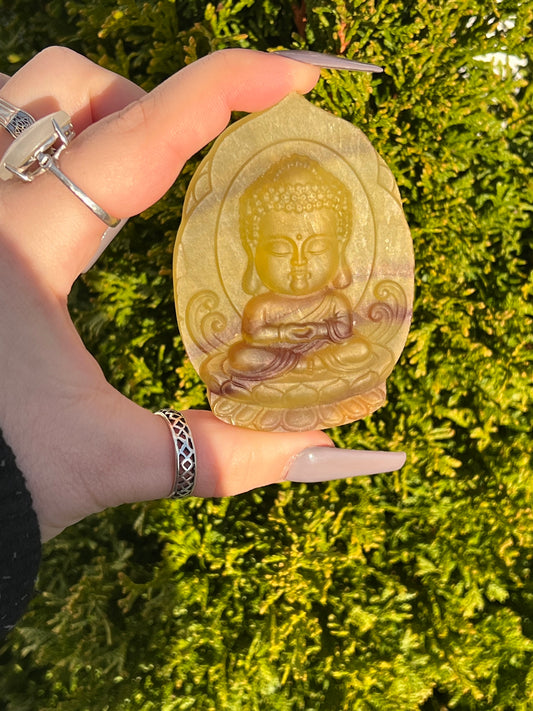 Yellow Fluorite Dhyana Mudra Buddha