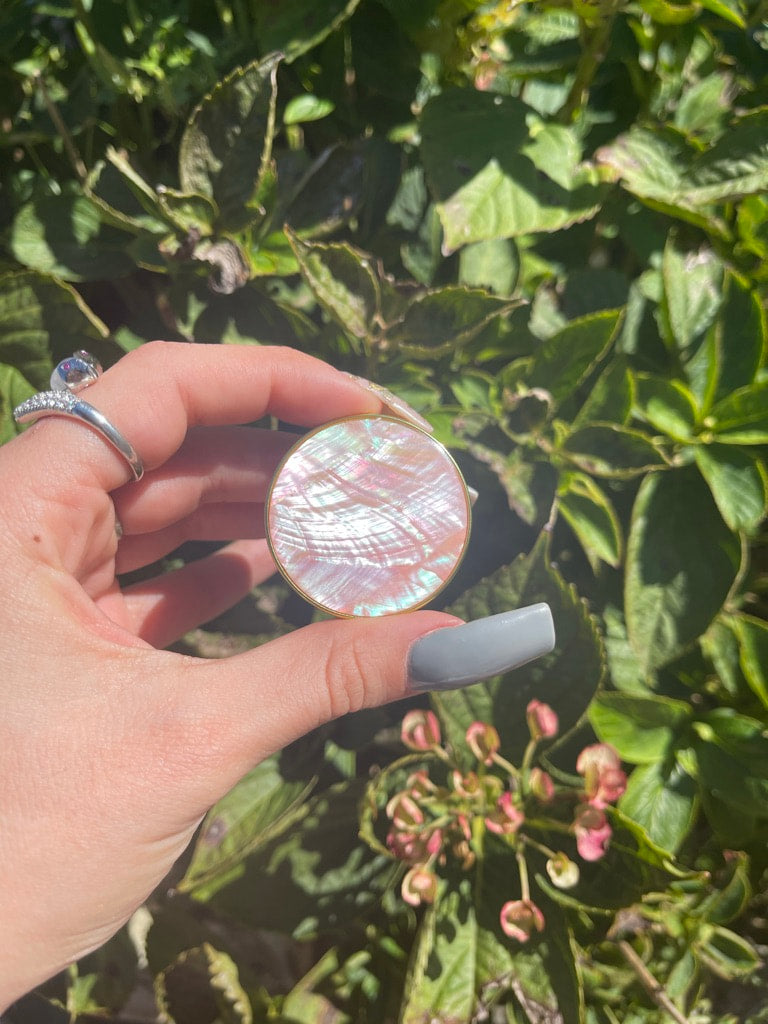 Peach Abalone Shell Round Popsocket