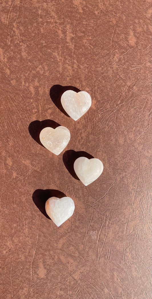 Peach Selenite Hearts