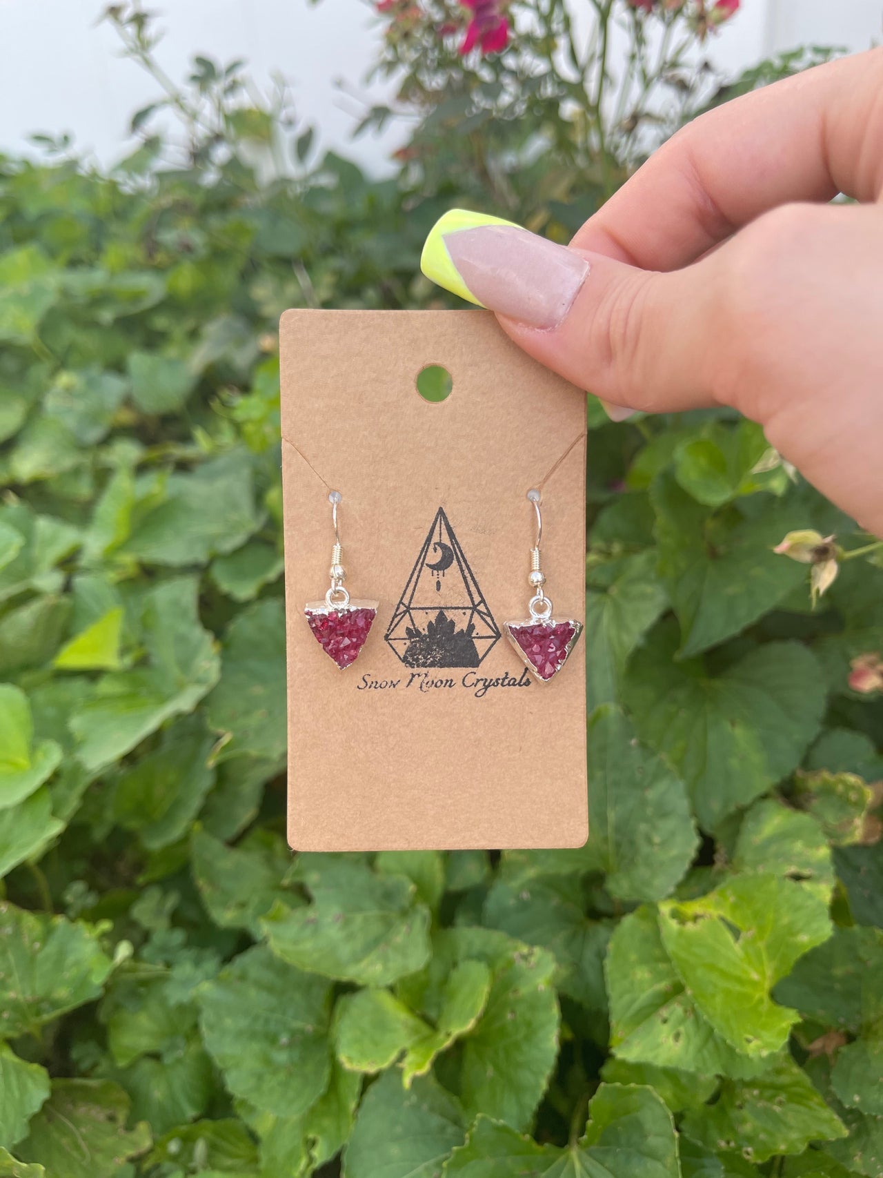 Pink Tourmaline Hanging Earrings