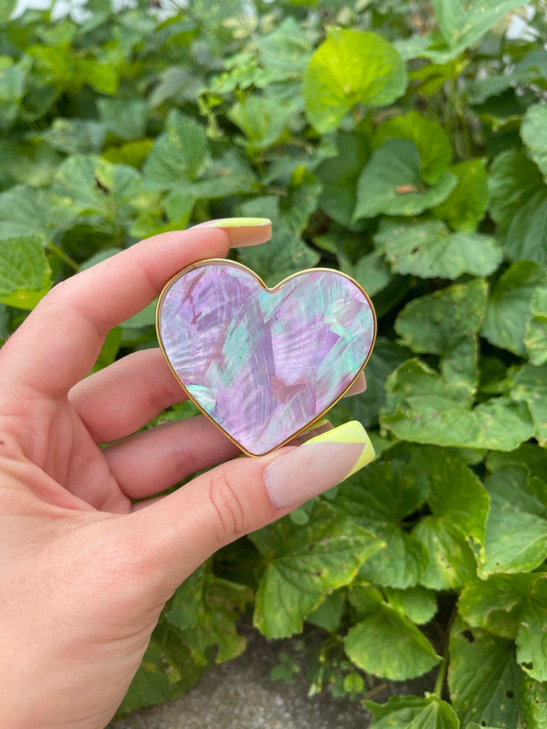 Purple Abalone Shell  Heart Popsocket