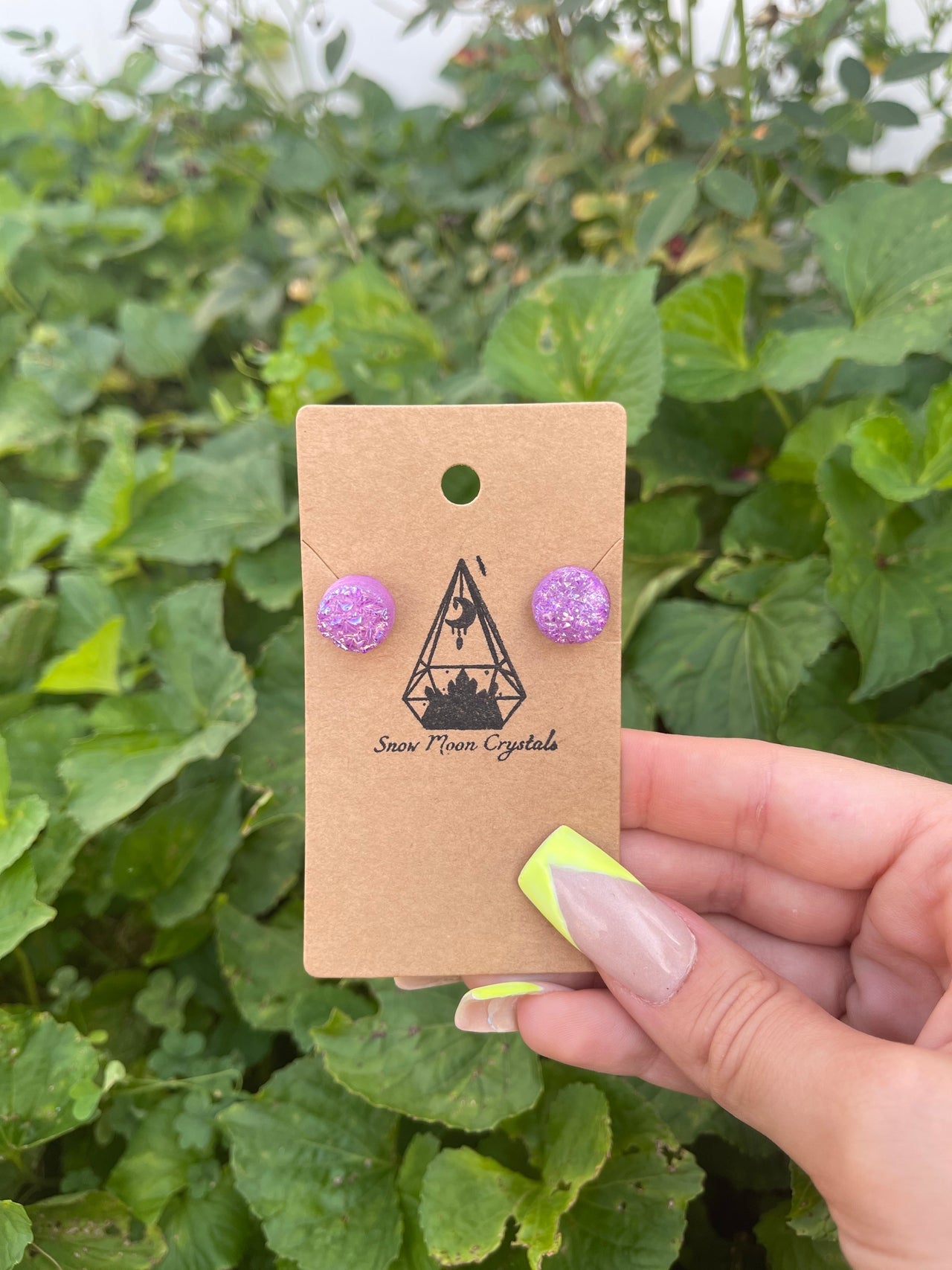 Purple Aura Druzy Earrings