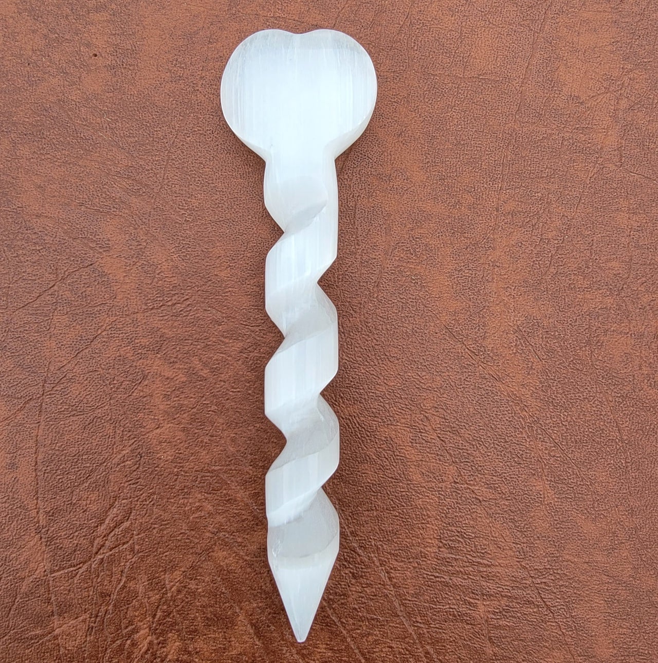 Selenite Heart Wand