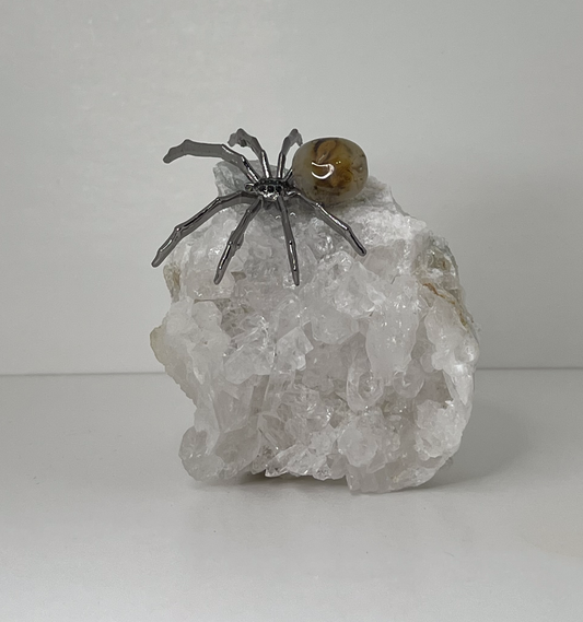 Spider on  Clear Quartz Cluster