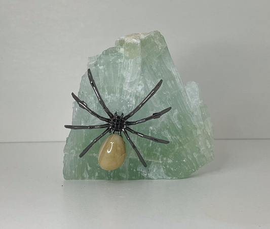 Spider on Green Calcite