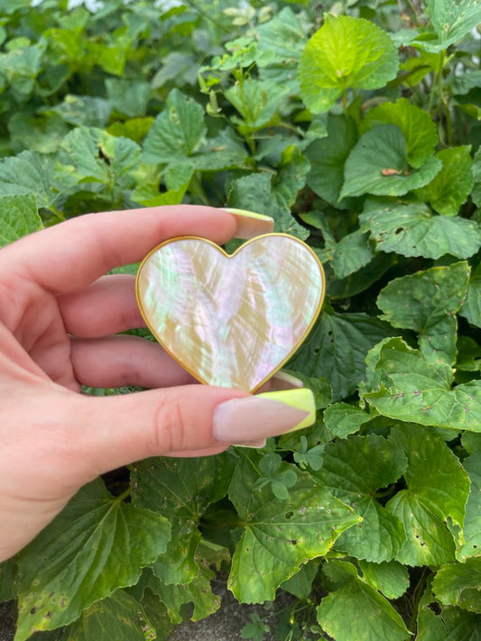 Yellow Abalone Shell Heart Popsocket