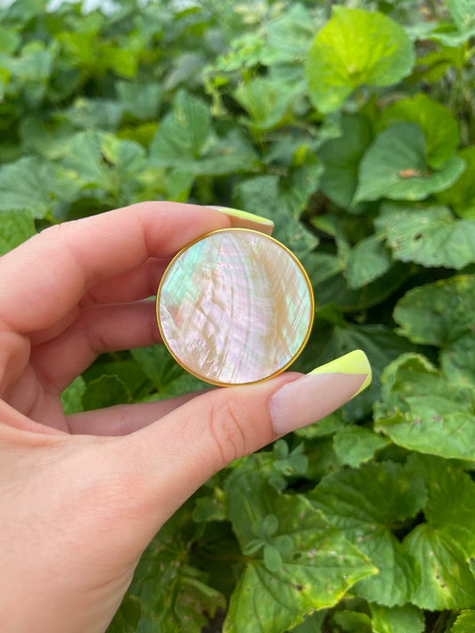 Yellow Abalone Shell Round Popsocket